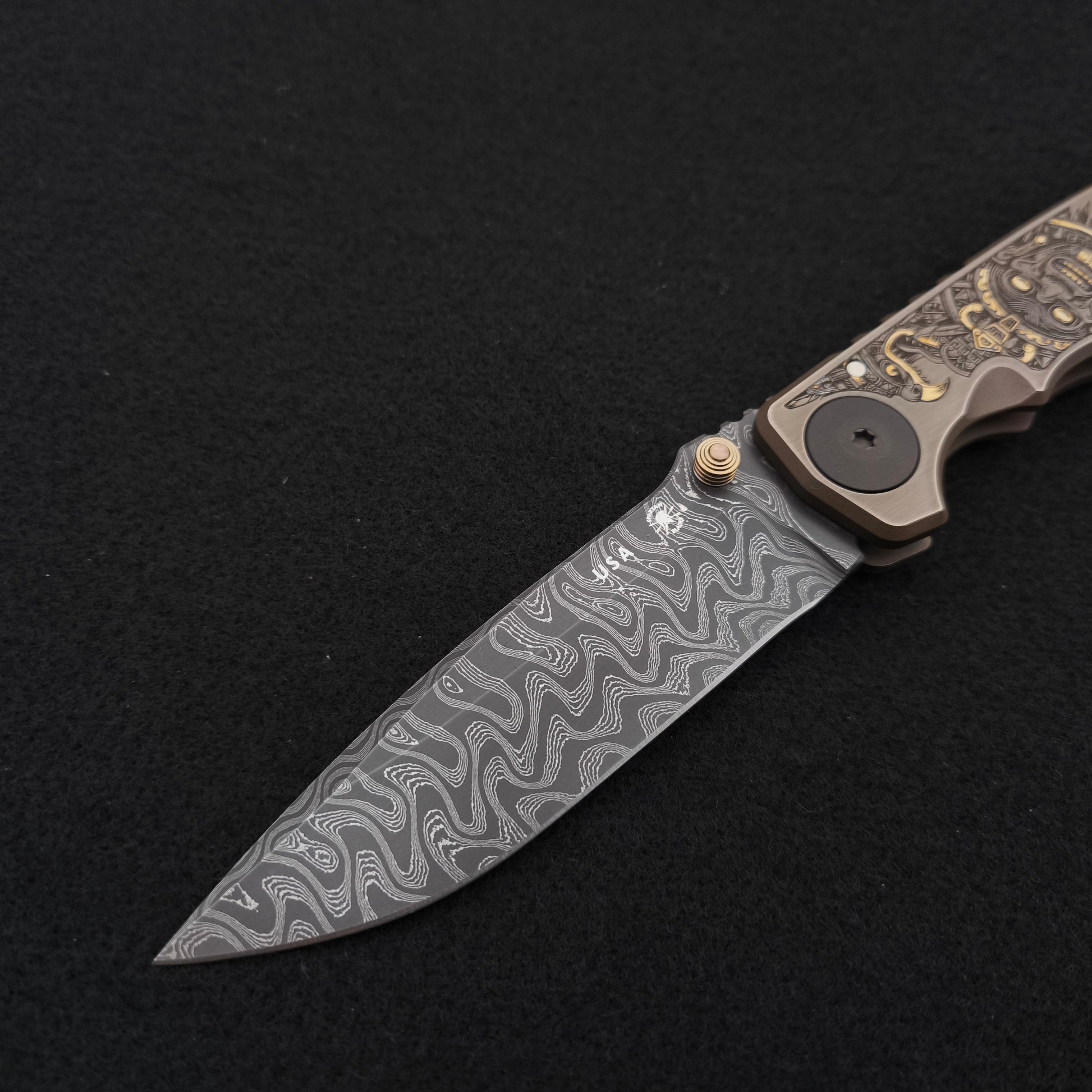 Spartan Blades Harsey Folder SF5 Custom Chad Nichols Damascus Aztec Special Edition 3
