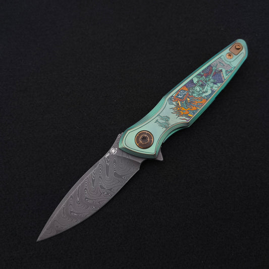 Spartan Blades PANDIA Ronin Fire SF16 Custom Chad Nichols Damascus 1