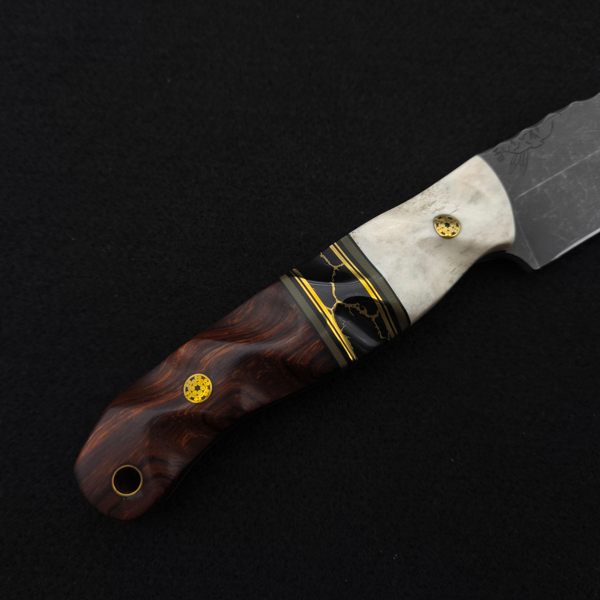 Half Face Blades Crow Jr Elk Antler, Black G10, Desert Ironwood