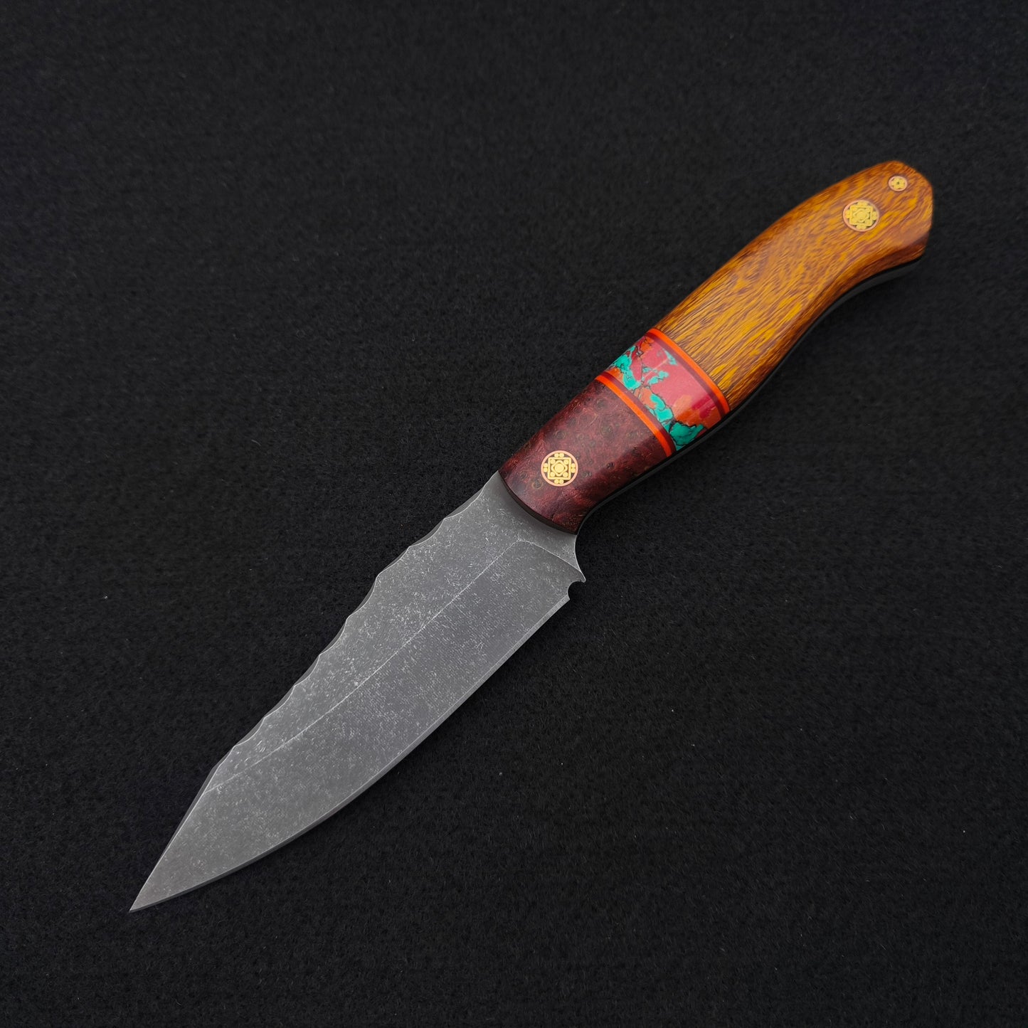 Half Face Blades Field Knife Jr Dyed Black Ash, Sonoran Sunset Tru-stone Split, Desert Ironwood 2