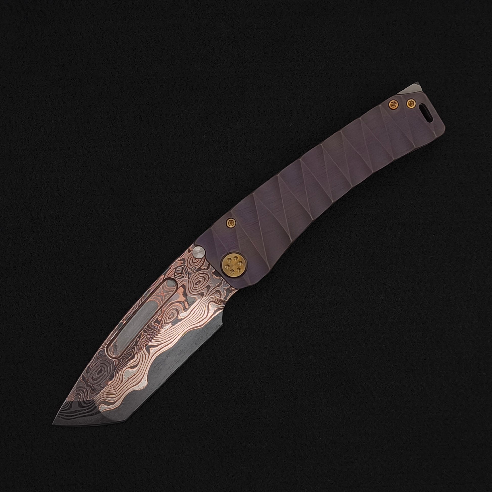 Medford Marauder H Baker Forge Copper Damascus Tanto, CuRose Lightning 1