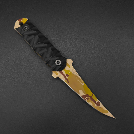 Half Face Blades Combat Filet Black G10, Arid Cerakote 1