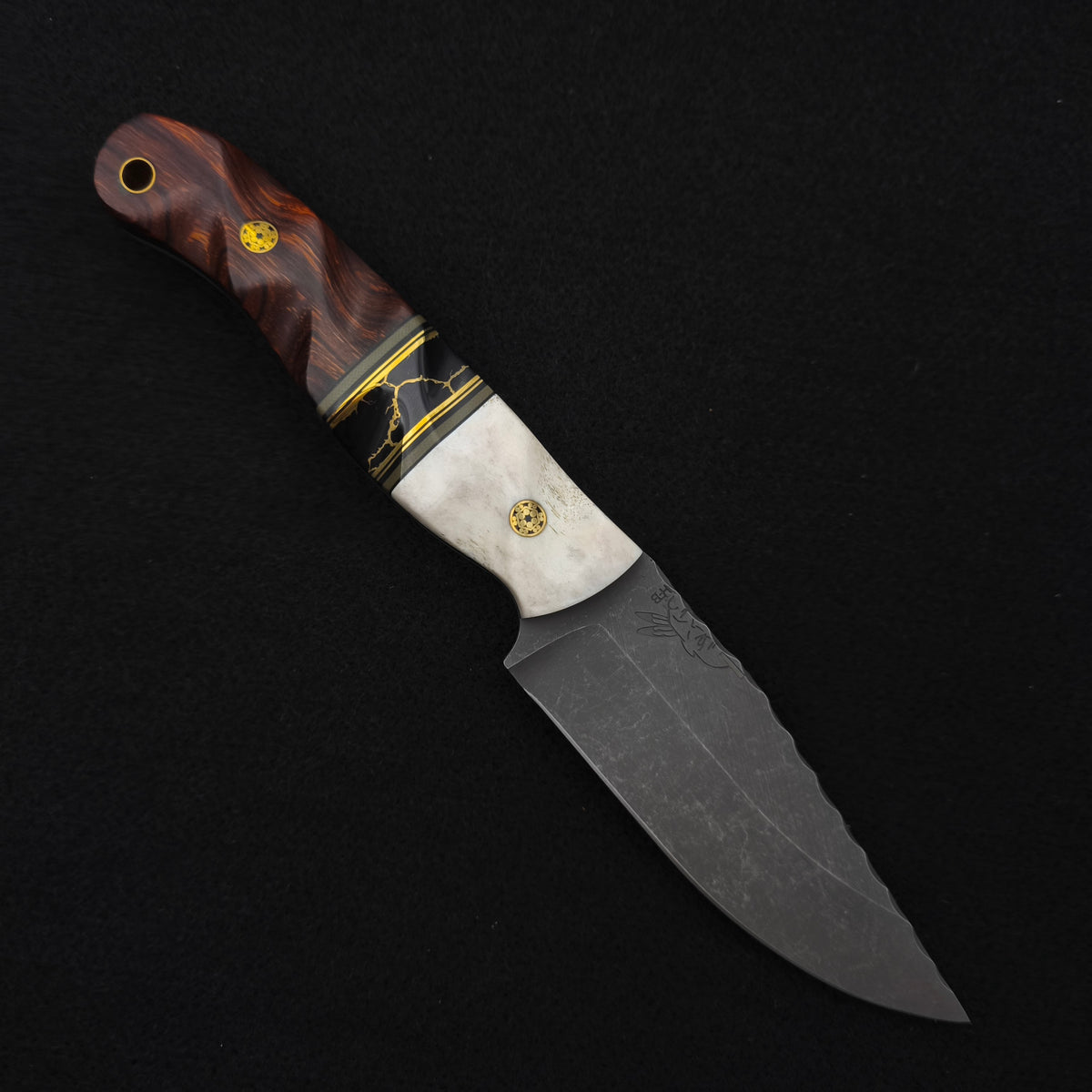 Half Face Blades Crow Jr Elk Antler, Black G10, Desert Ironwood