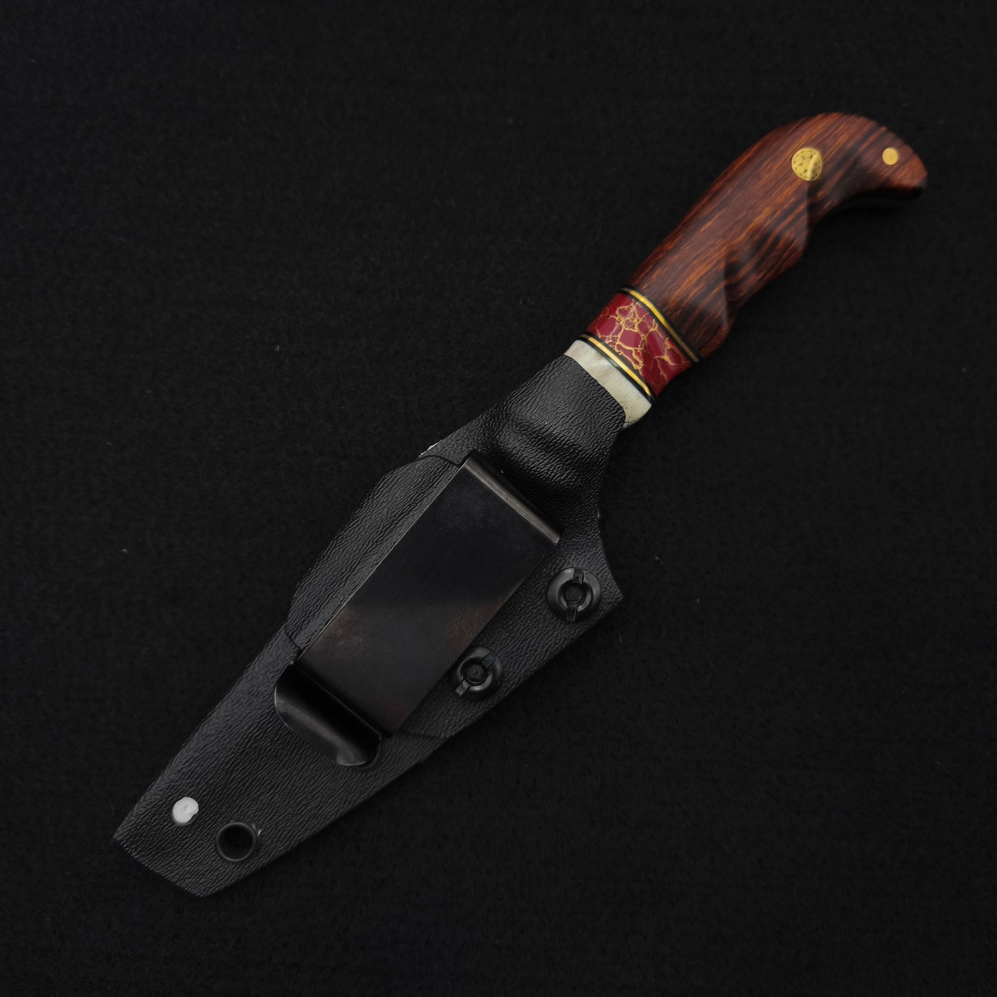 Half Face Blades Senator Elk Antler, Black G10 and Brass Pin Striping 5