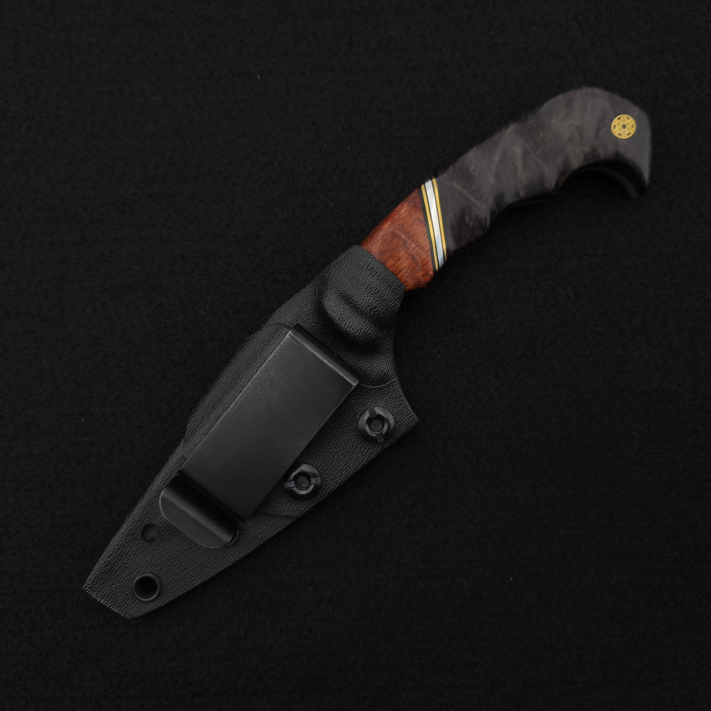 Half Face Blades HUMINT 3" Afzelia Burl, Dyed Redwood 5