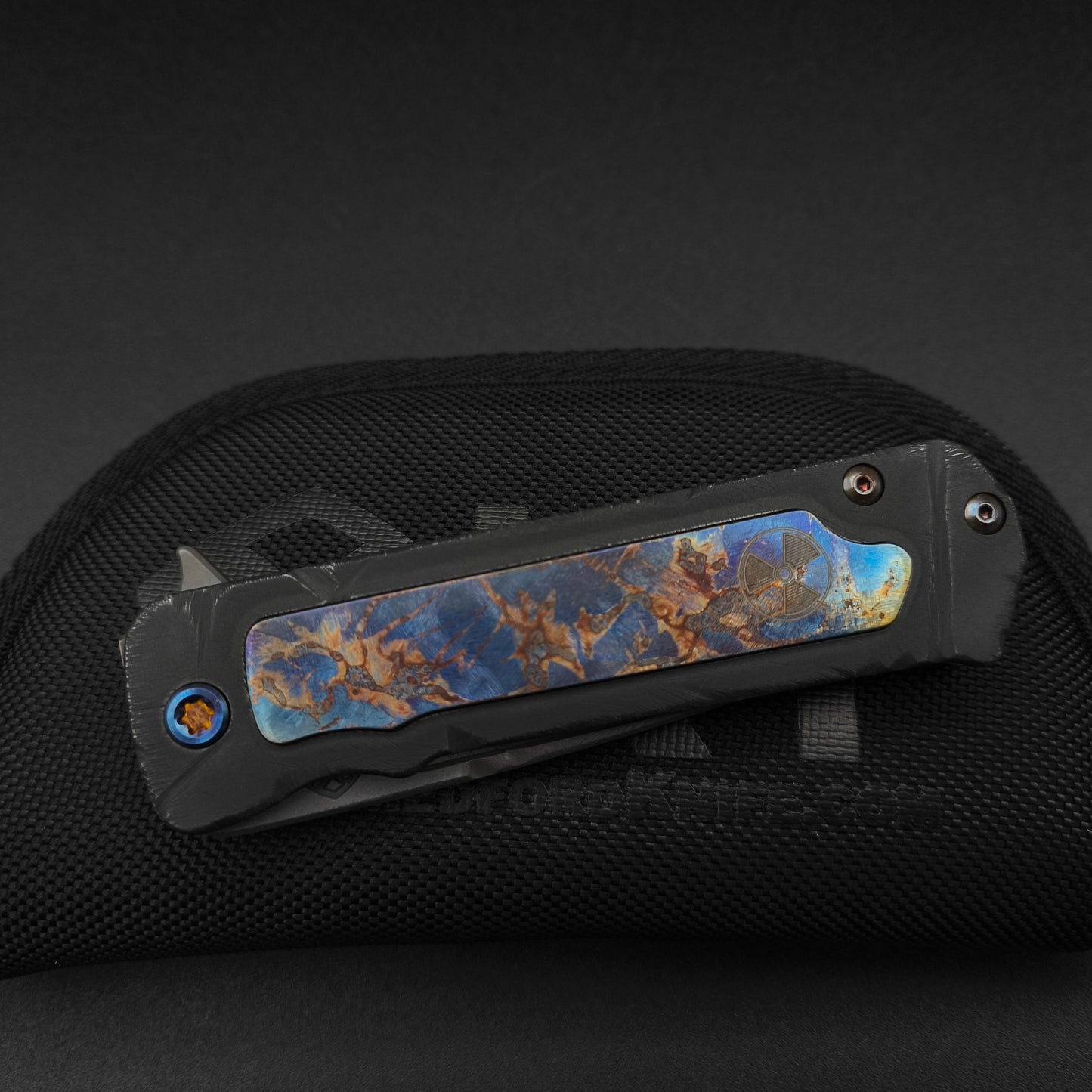 Medford TFF-4 Acid Distressed Tanto, Black Fallout and flamed Copper Inlay 4