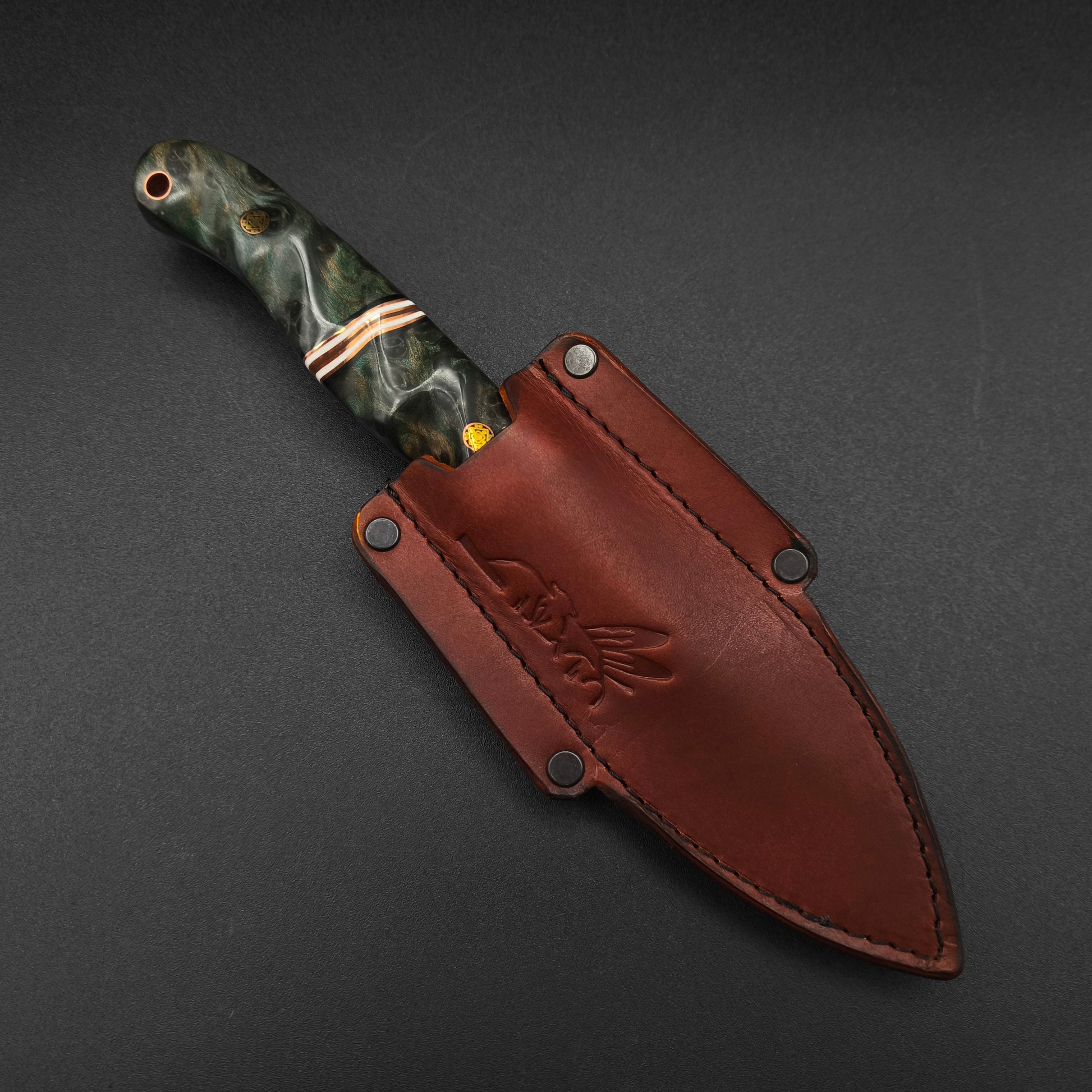 Half Face Blades Crow Jr Dyed Redwood, Black & Ivory G10 5