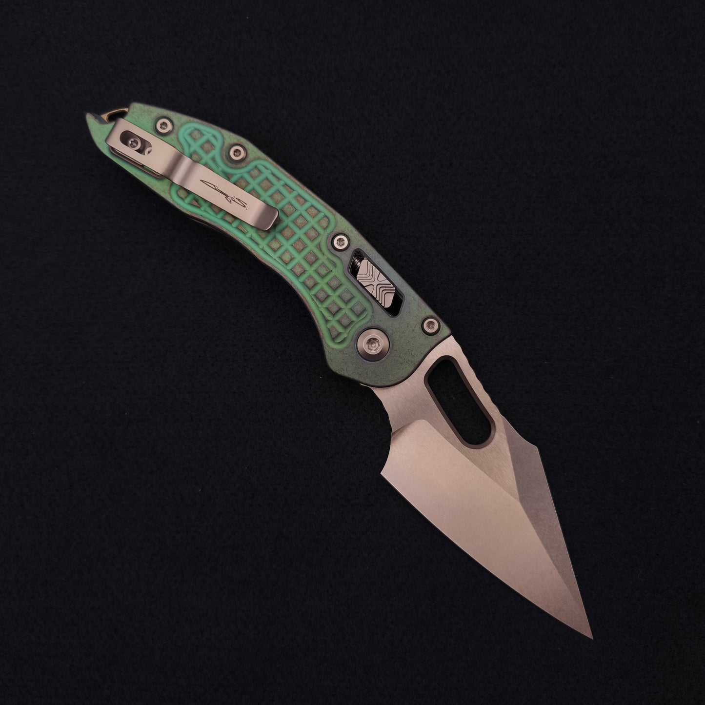 Microtech Stitch Ram Lok Antique Green Frag Stonewash Marfione Select