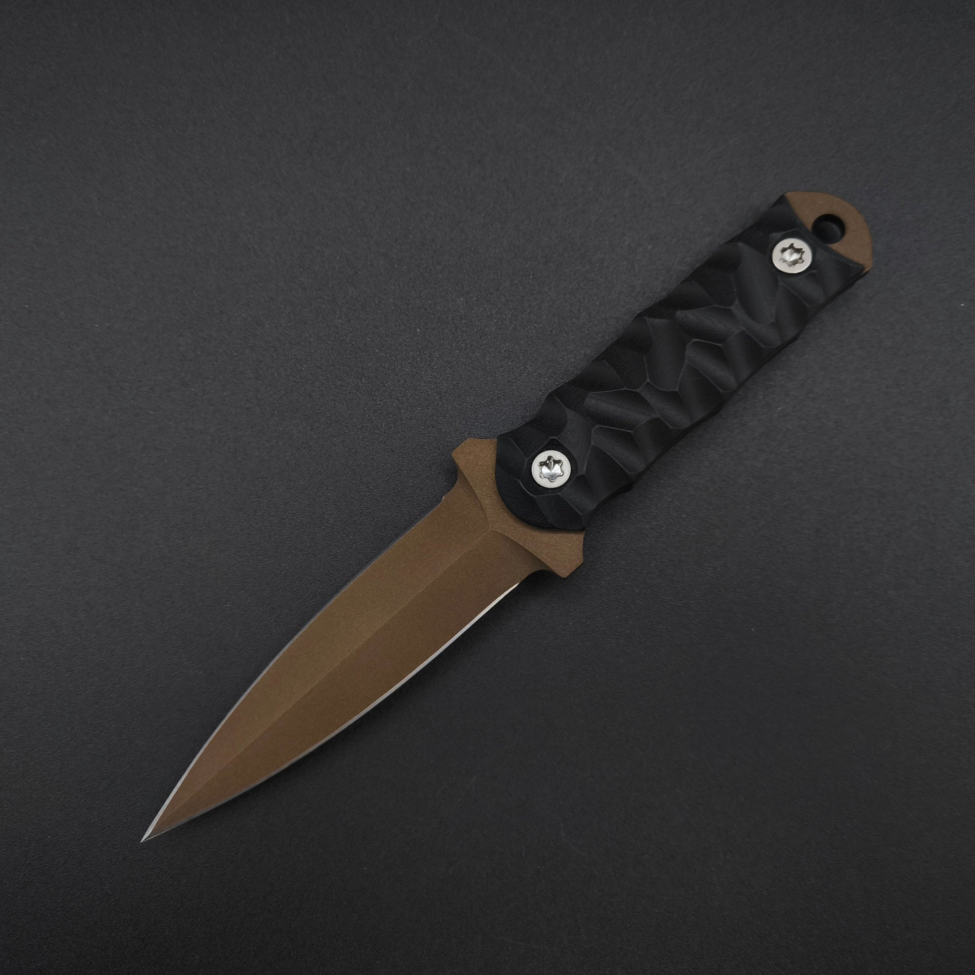 Half Face Blades Combat Dagger Black G10, Midnight Bronze 2
