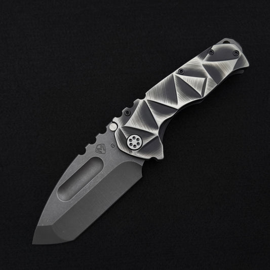 Medford Praetorian Ti Acid Distressed Tanto, Black and Silver Stained Glass 1