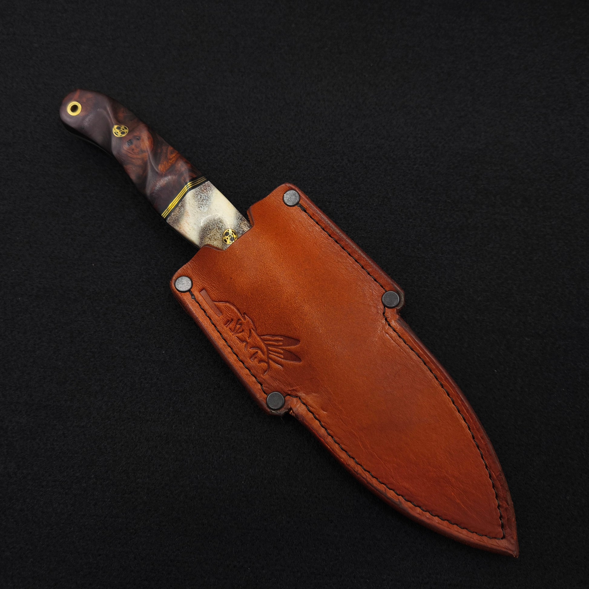 Half Face Blades Crow Scout Drop Point, CO Elk Antler, Desert Ironwood 5