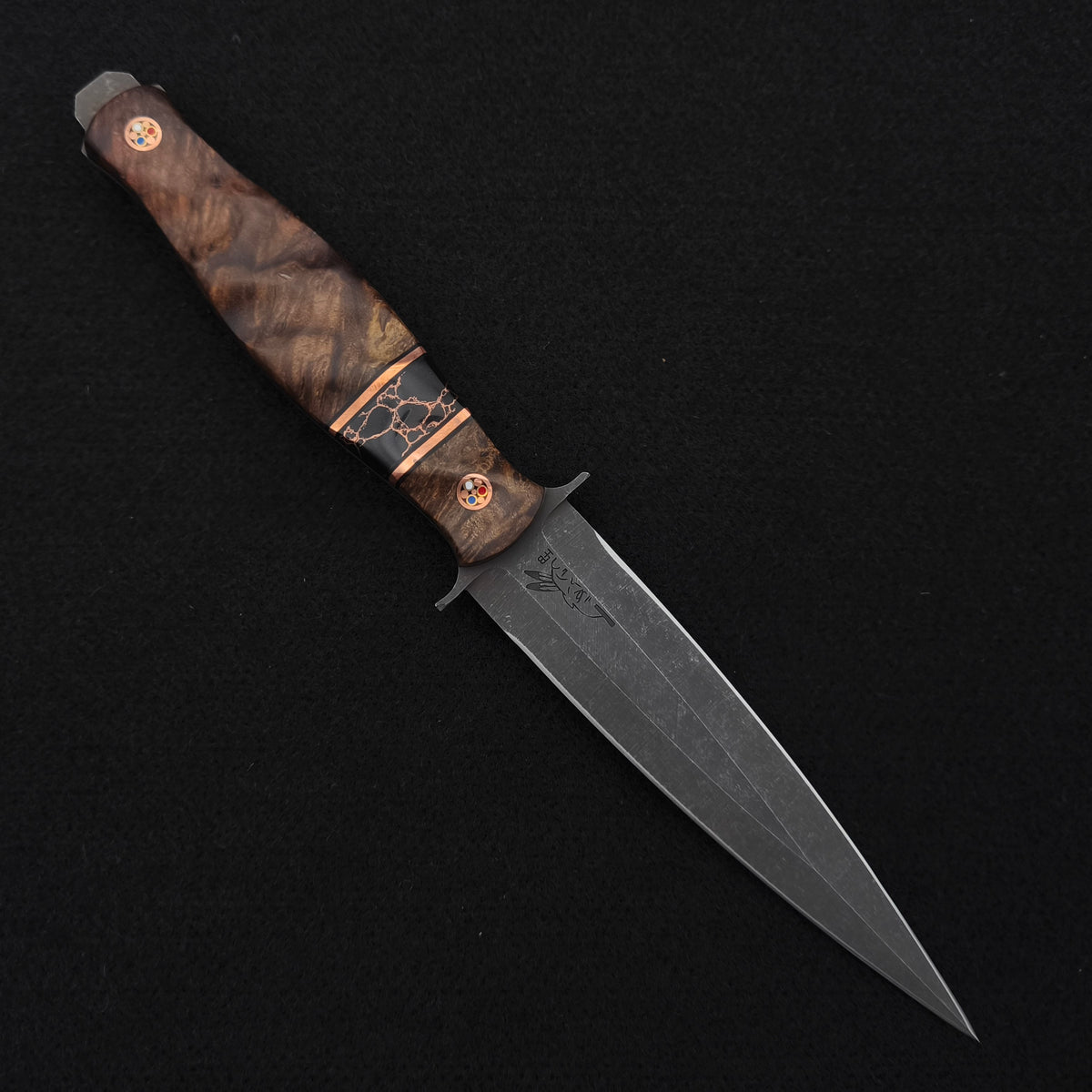 Half Face Blades Fairbairn Sykes Maple, Black G10 & Copper Pin Striping 1