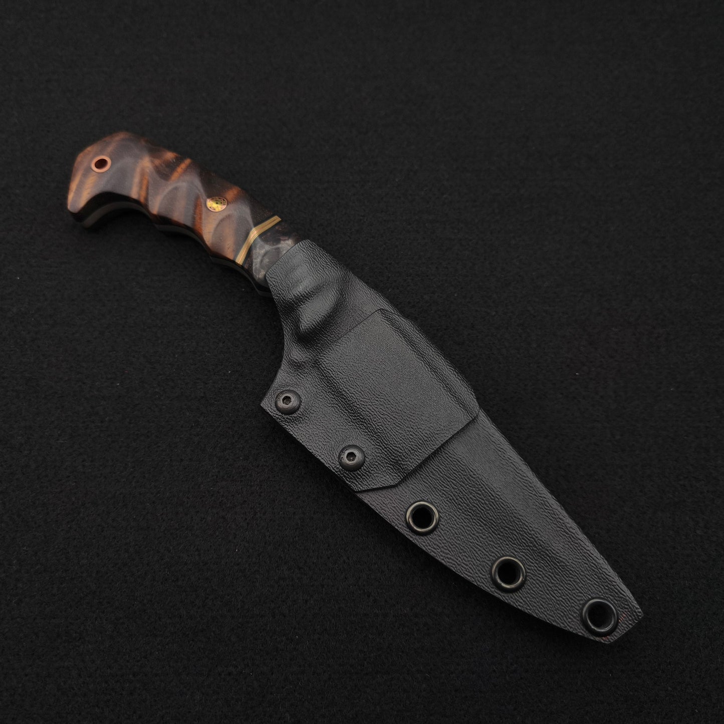 Half Face Blades HUMINT 4" Dyed Redwood, Brass, Hawaiian Curly Koa 4