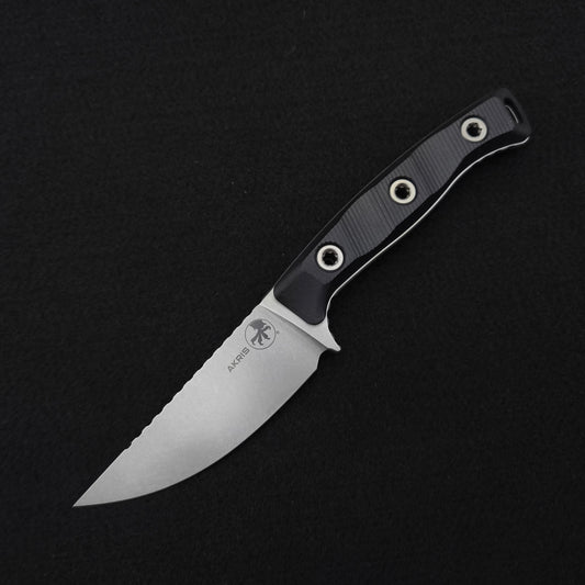 Microtech Akris Black with Leather Sheath