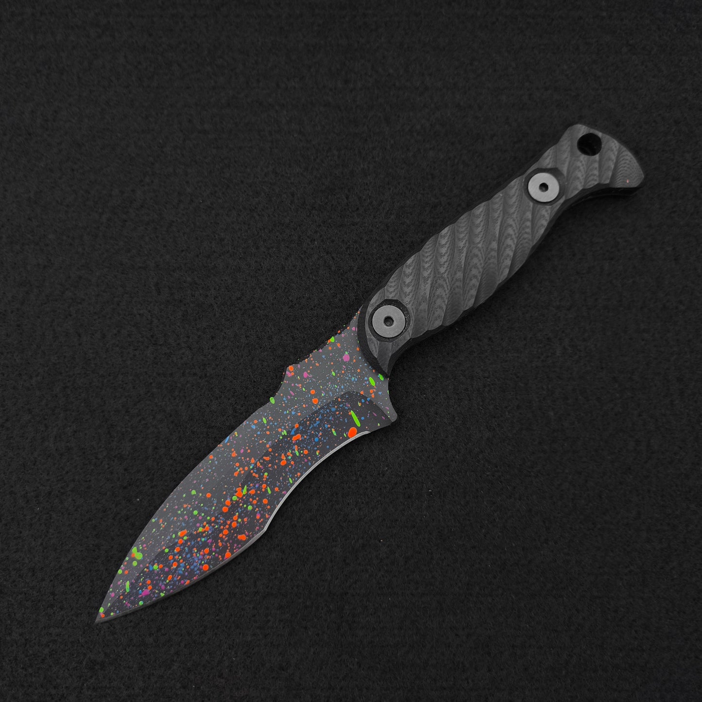 Half Face Blades Extremis MK1 Black G10, 80's RAD Splatter Cerakote 2