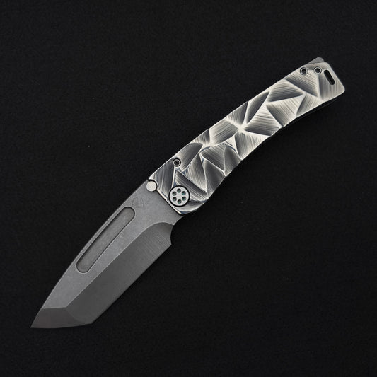 Medford Marauder, Full Size, Acid Distressed Tanto, Black and Silver Stained Glass