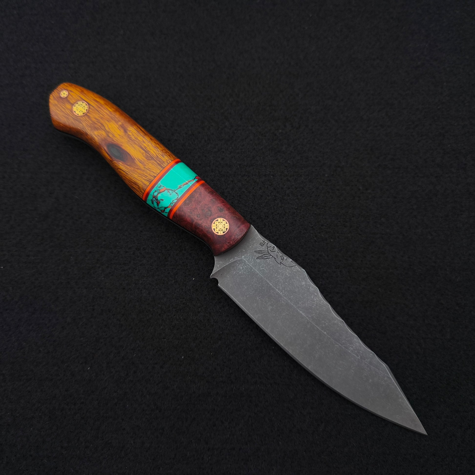 Half Face Blades Field Knife Jr Dyed Black Ash, Sonoran Sunset Tru-stone Split, Desert Ironwood 1