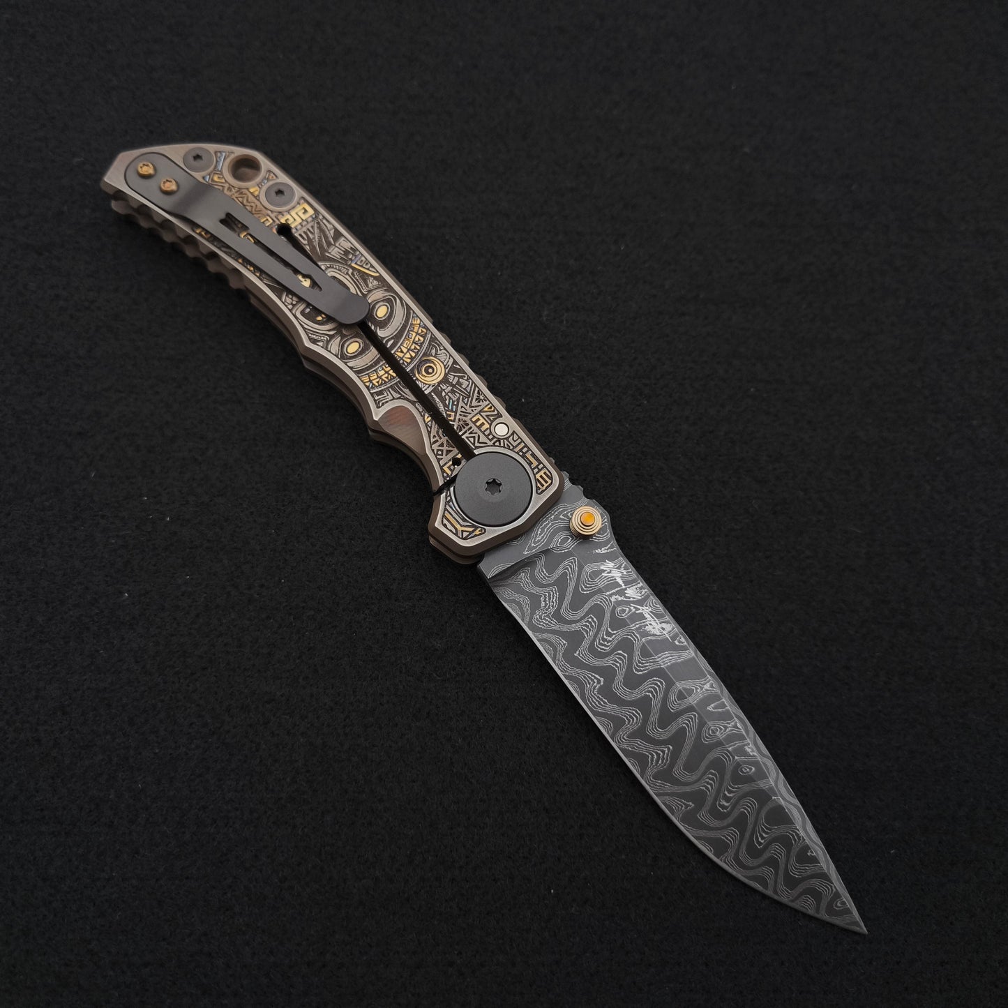 Spartan Blades Harsey Folder SF5 Custom Chad Nichols Damascus Aztec Special Edition 2