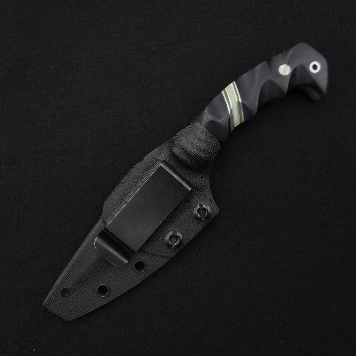 Half Face Blades HUMINT 4" Black Canvas Micarta, Grey G10, Glow Resin Split