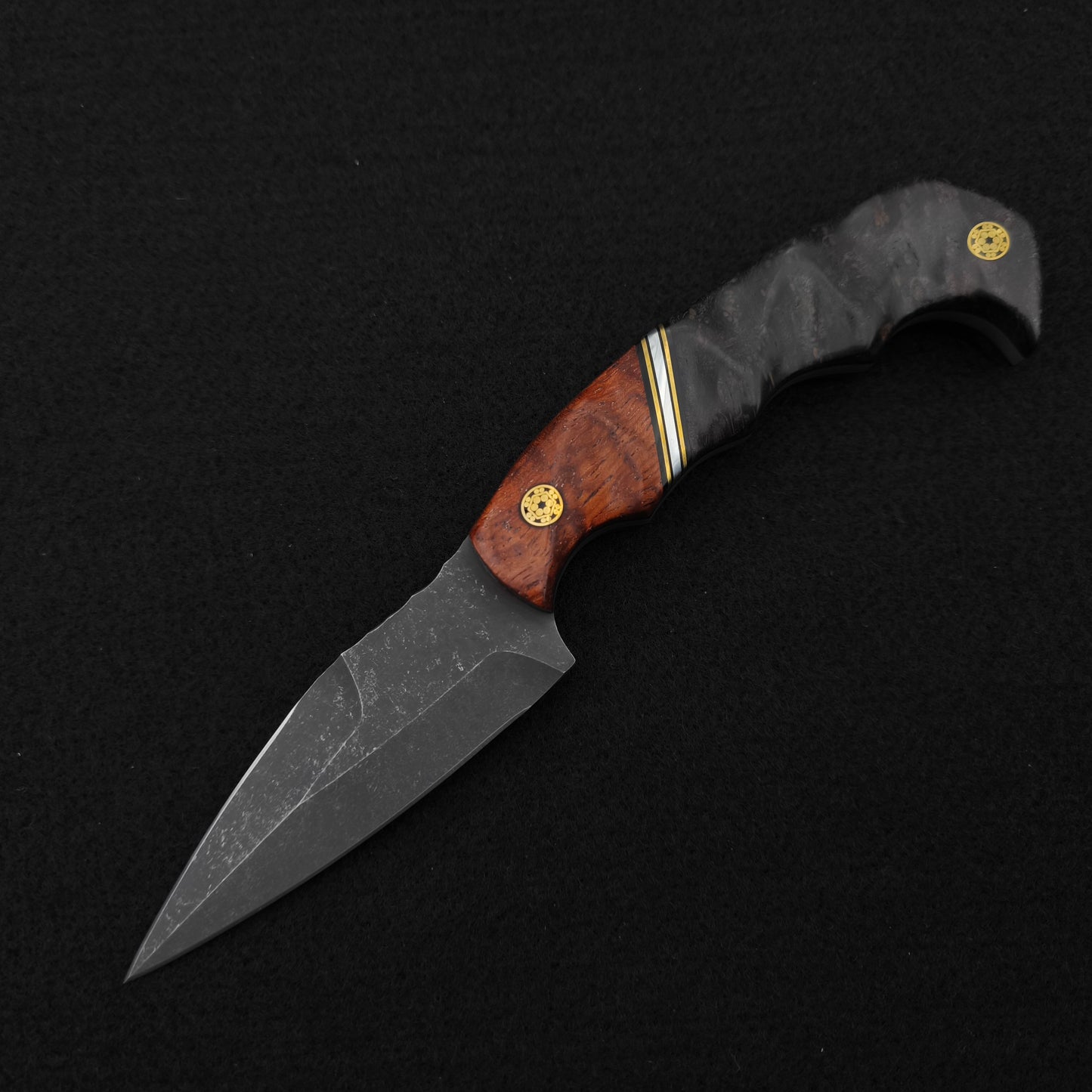 Half Face Blades HUMINT 3" Afzelia Burl, Dyed Redwood 2