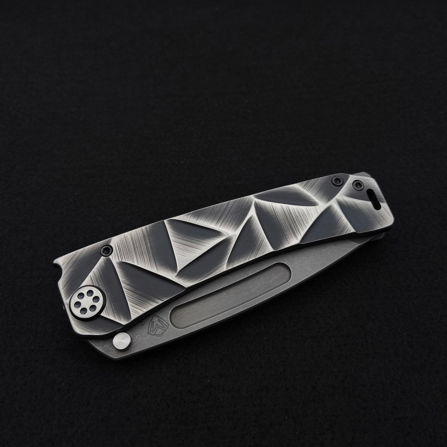 Medford Marauder, Full Size, Acid Distressed Tanto, Black and Silver Stained Glass 4