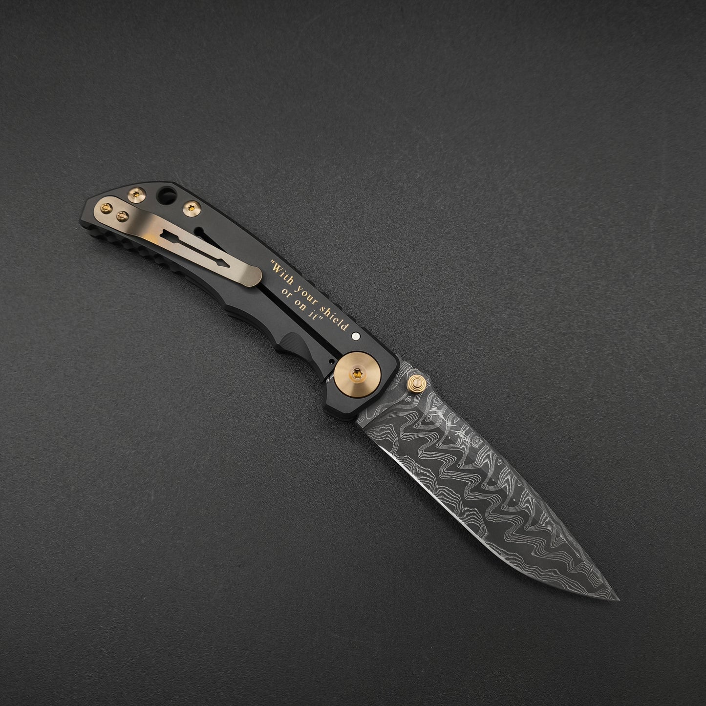 Spartan Blades Harsey Folder SF5 Custom Chad Nichols Damascus Gold Shield 2