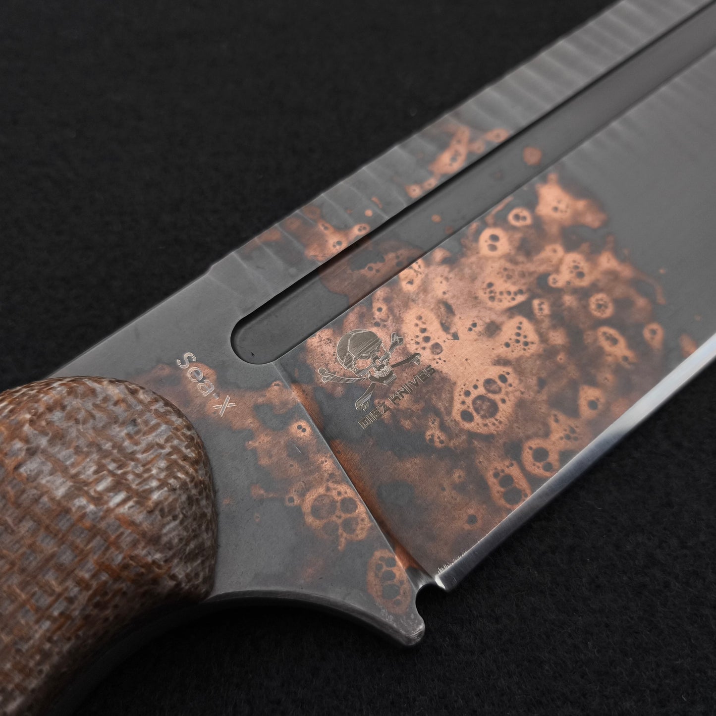 Work Tuff Gear Sea-X / SKS51, Copper Washed Rugged, Brown Burlap Canvas Micarta