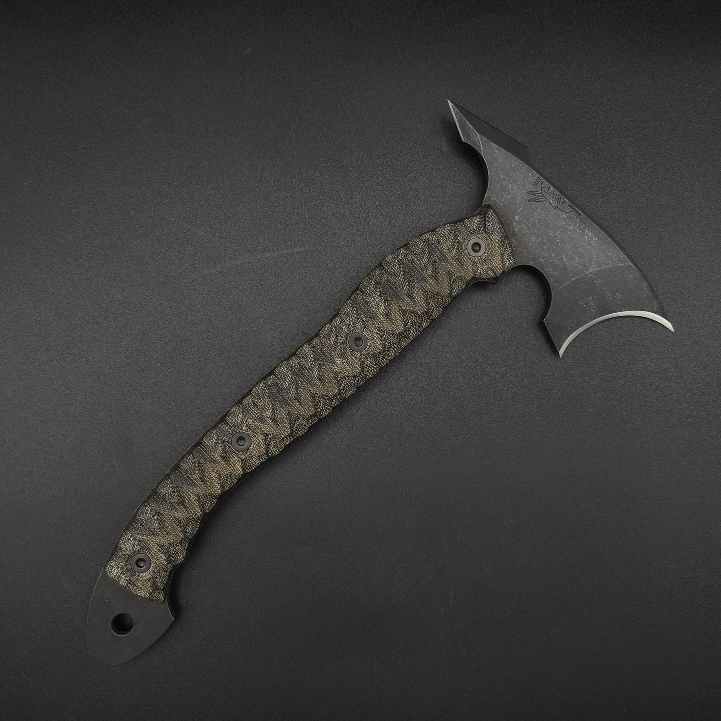 Half Face Blades Crescent Hawk Black and OD Green Canvas Micarta