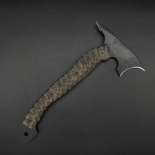 Half Face Blades Crescent Hawk Black and OD Green Canvas Micarta