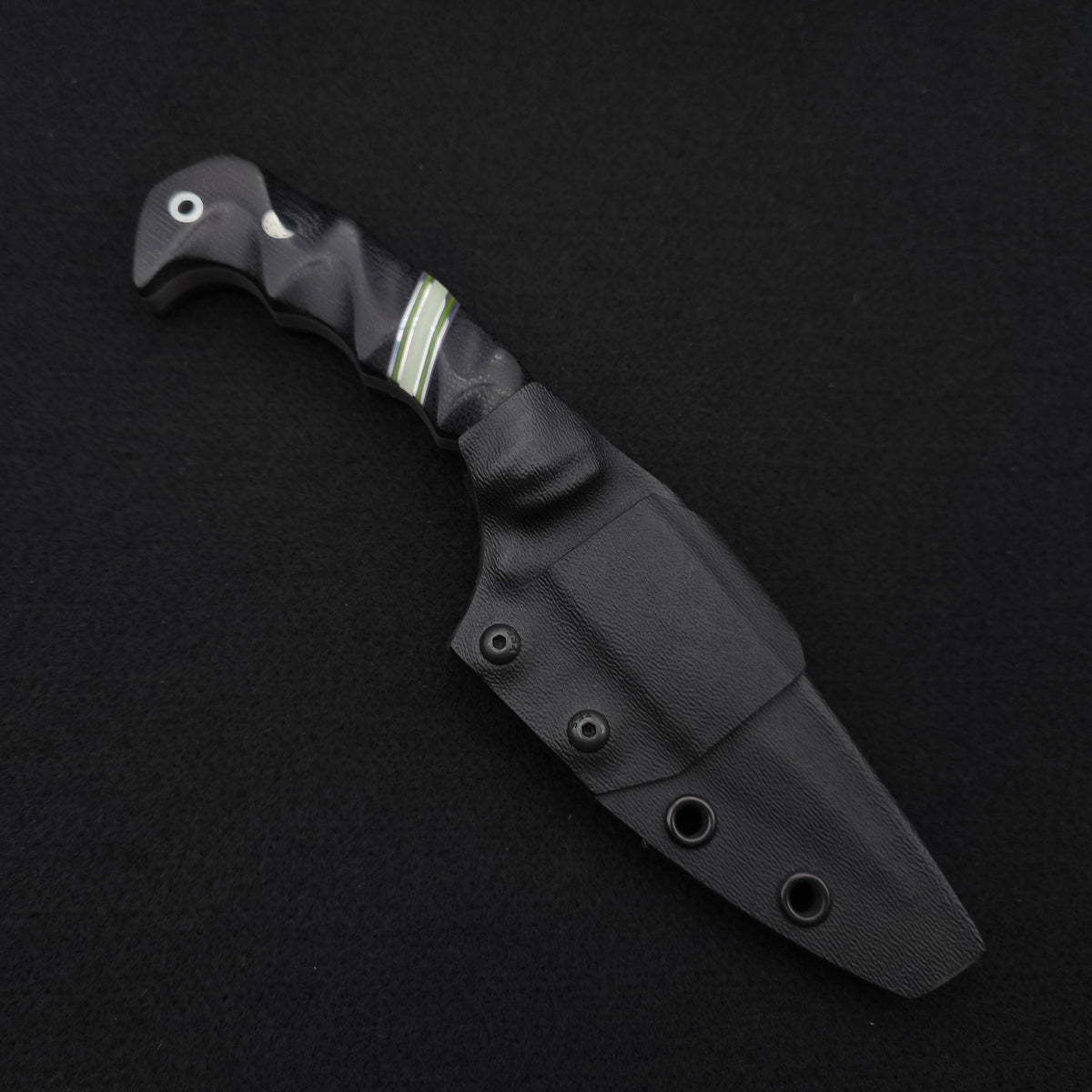 Half Face Blades HUMINT 4" Black Canvas Micarta, Grey G10, Glow Resin Split
