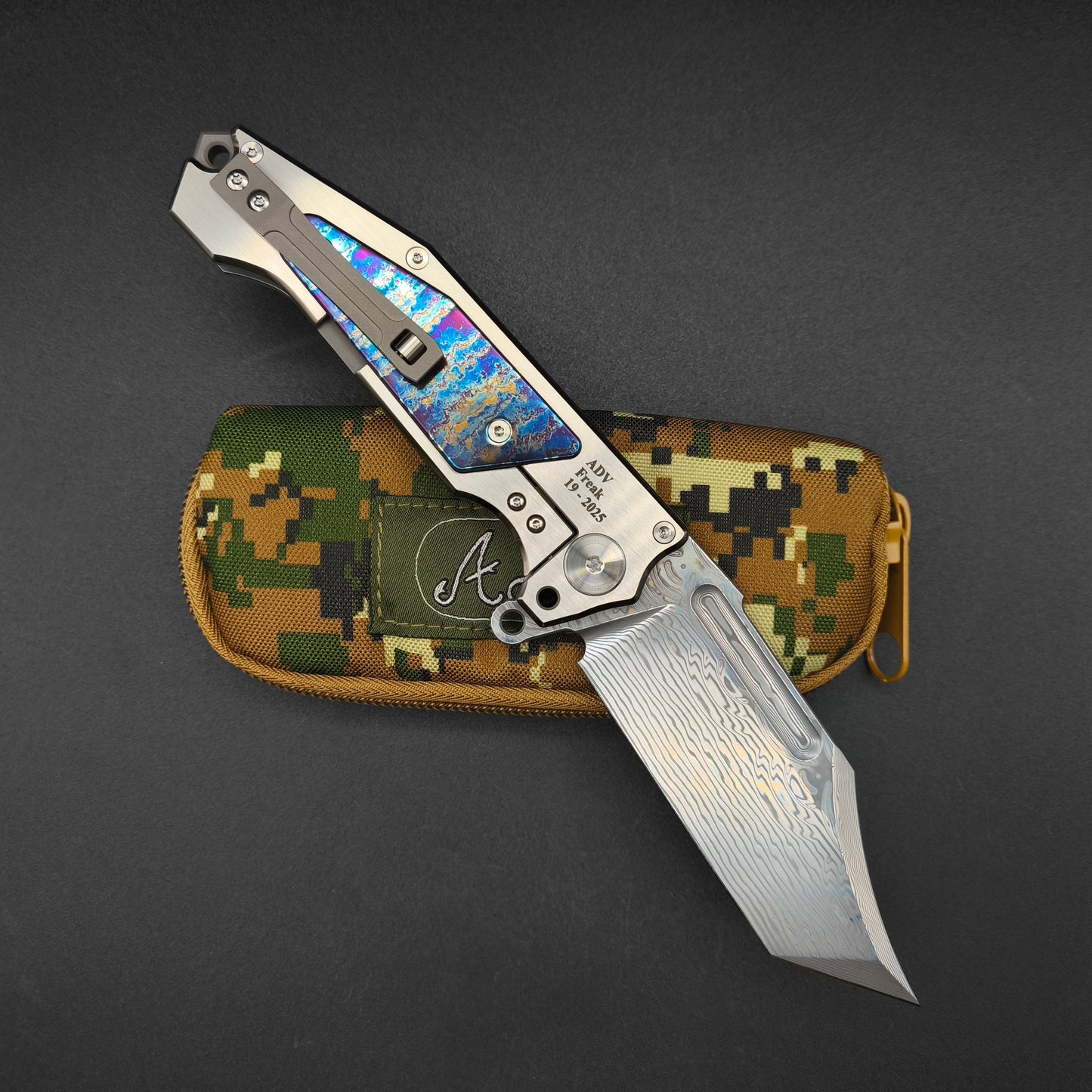 ADV Freak, Damascus, Satin with Acid Rain 2