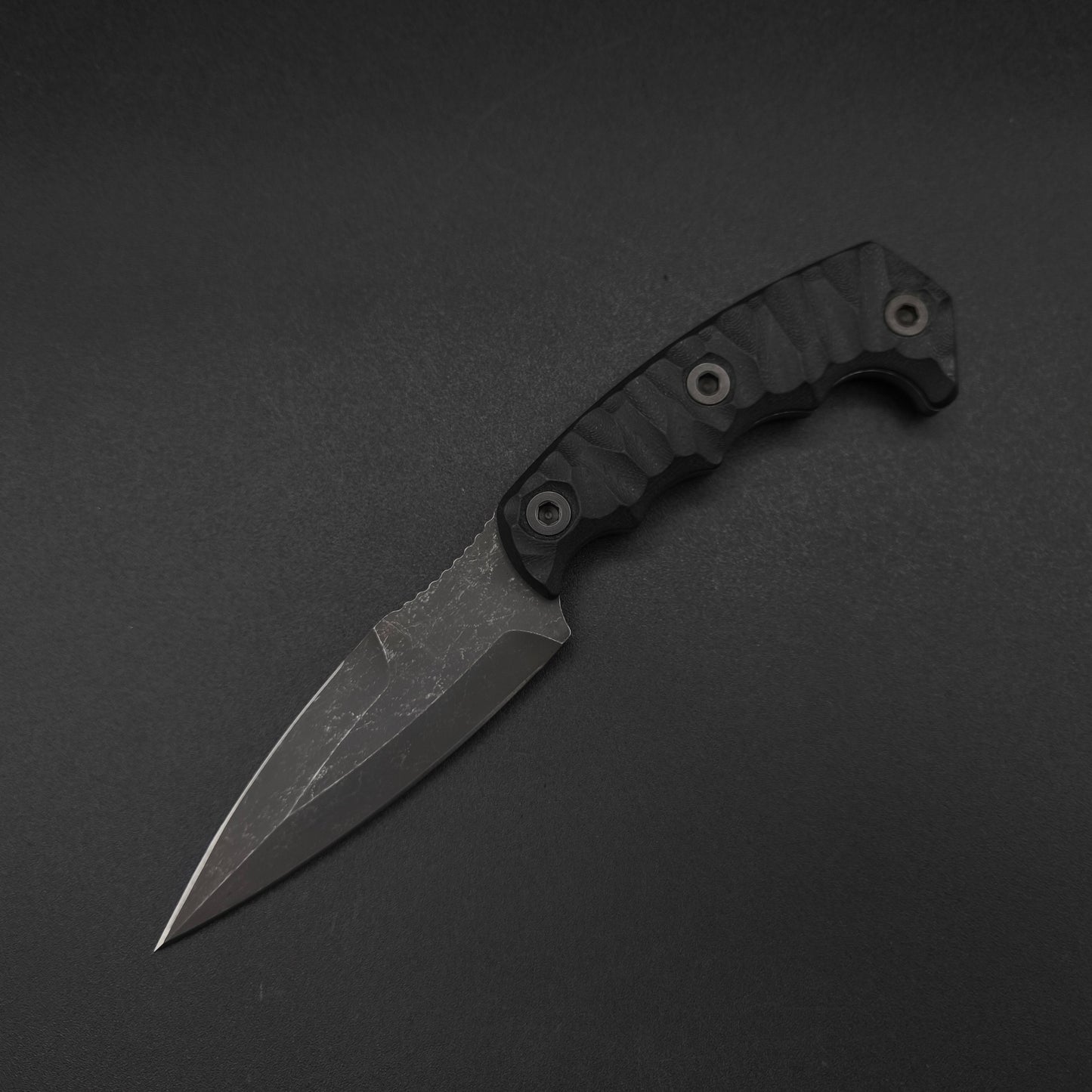 Half Face Blades HUMINT 4" Black G10, stonewashed 2