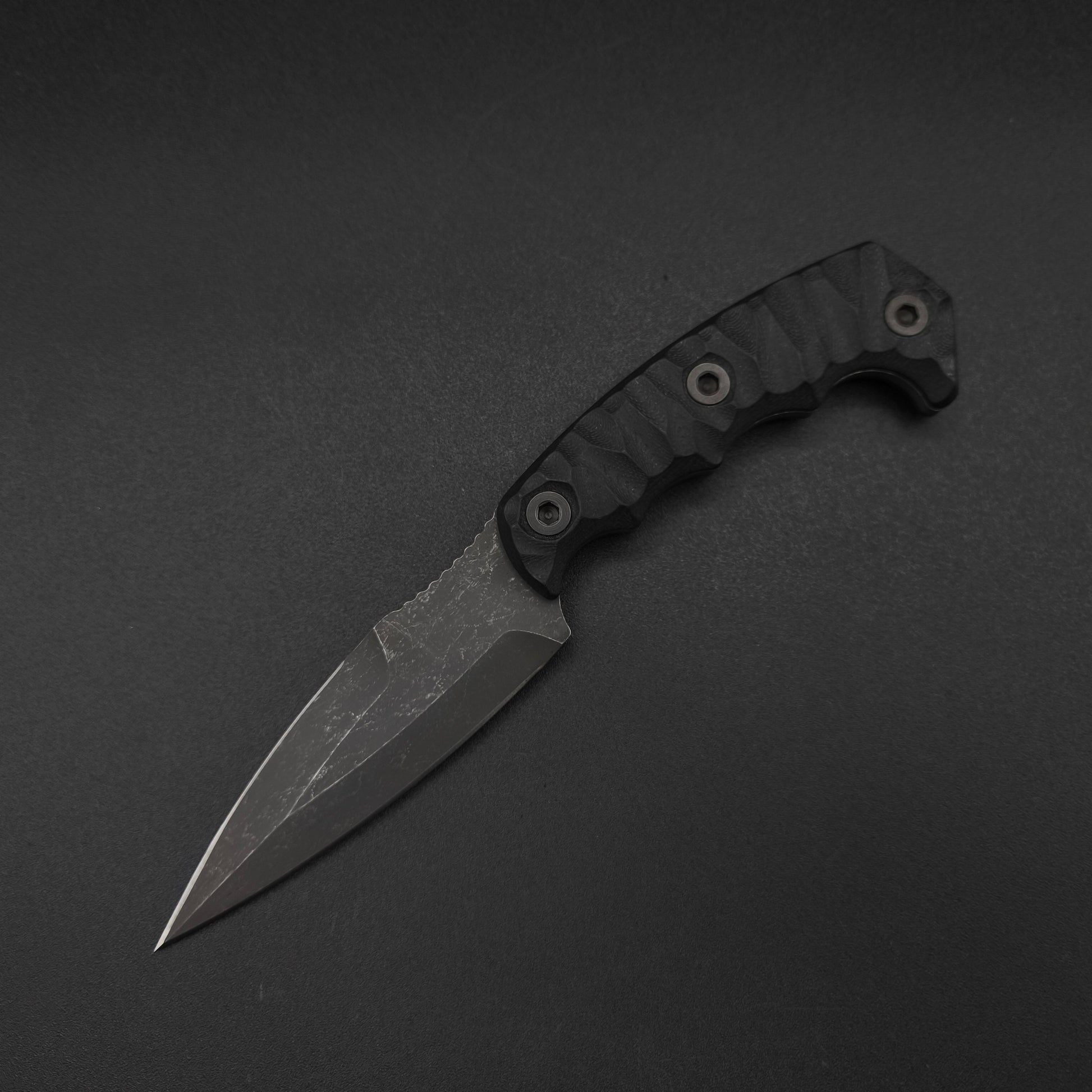 Half Face Blades HUMINT 4" Black G10, stonewashed 2