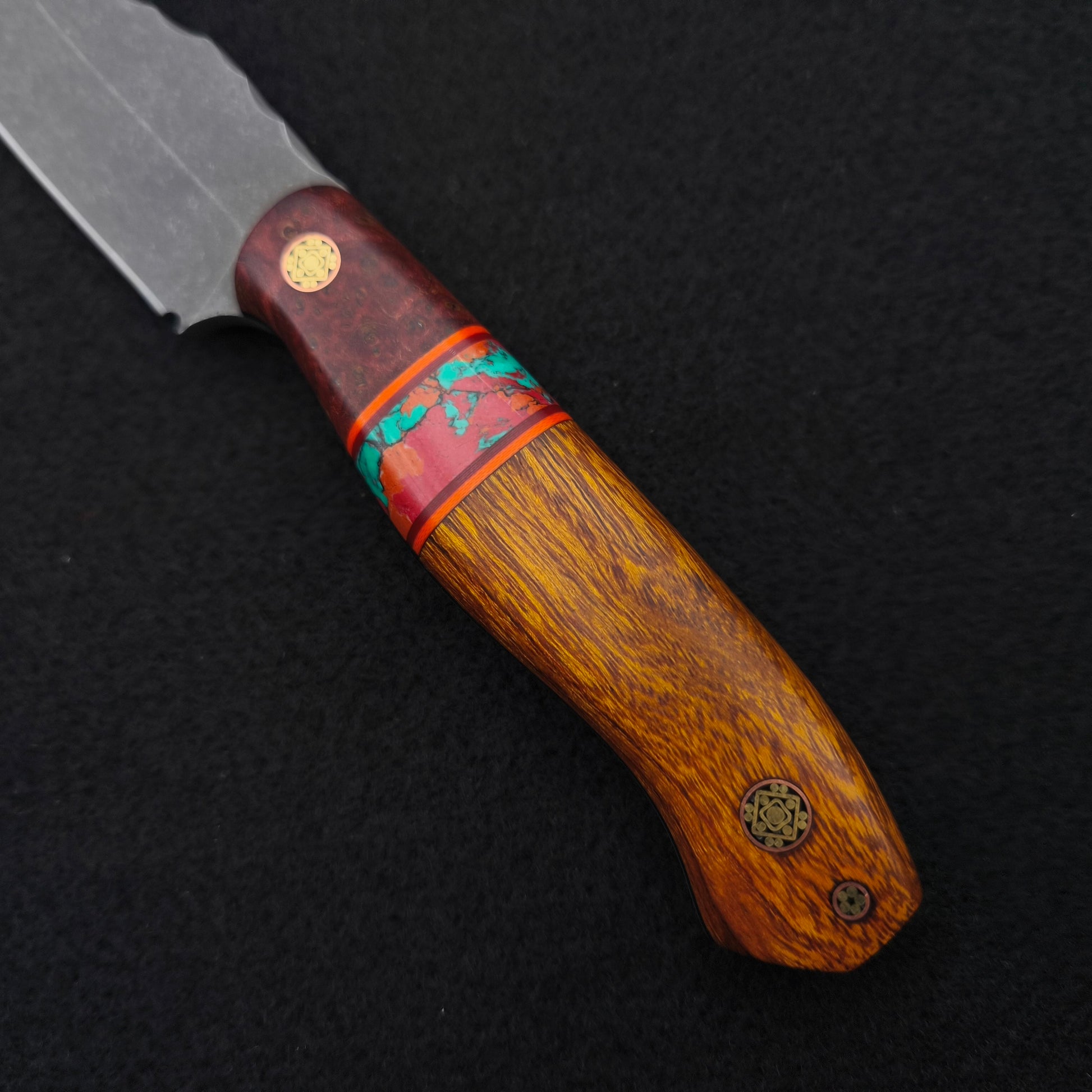 Half Face Blades Field Knife Jr Dyed Black Ash, Sonoran Sunset Tru-stone Split, Desert Ironwood 4