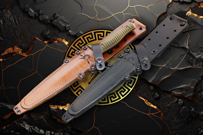 Spartan Blades V-14 Dagger - Leather Sheath by RMJ Tactical - BROWN