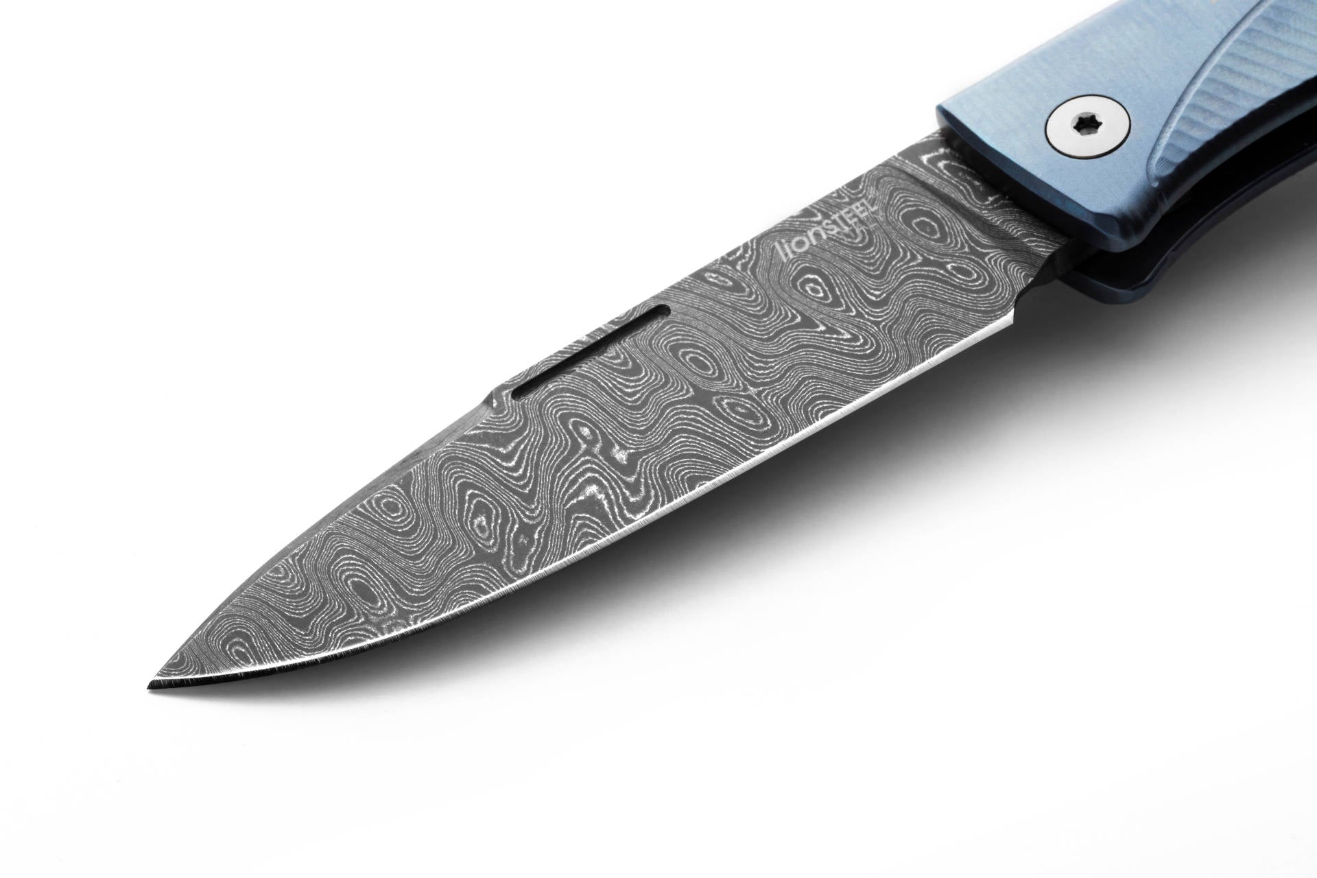 LionSteel Thrill Damascus - Blue / Damascus Scrambled 3