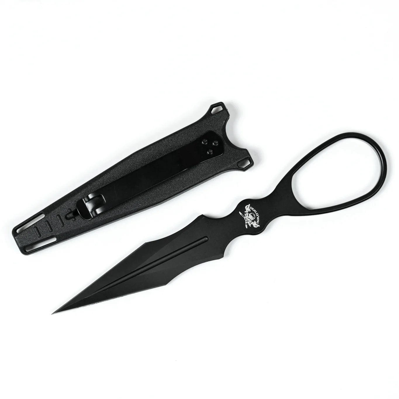 Skallywag Tactical D2 Dagger, Black, D2 Steel