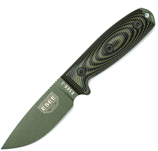 ESEE 3, OD Green Blade, OD Green/Black G-10 3D Griff, 1095 3PMOD-003