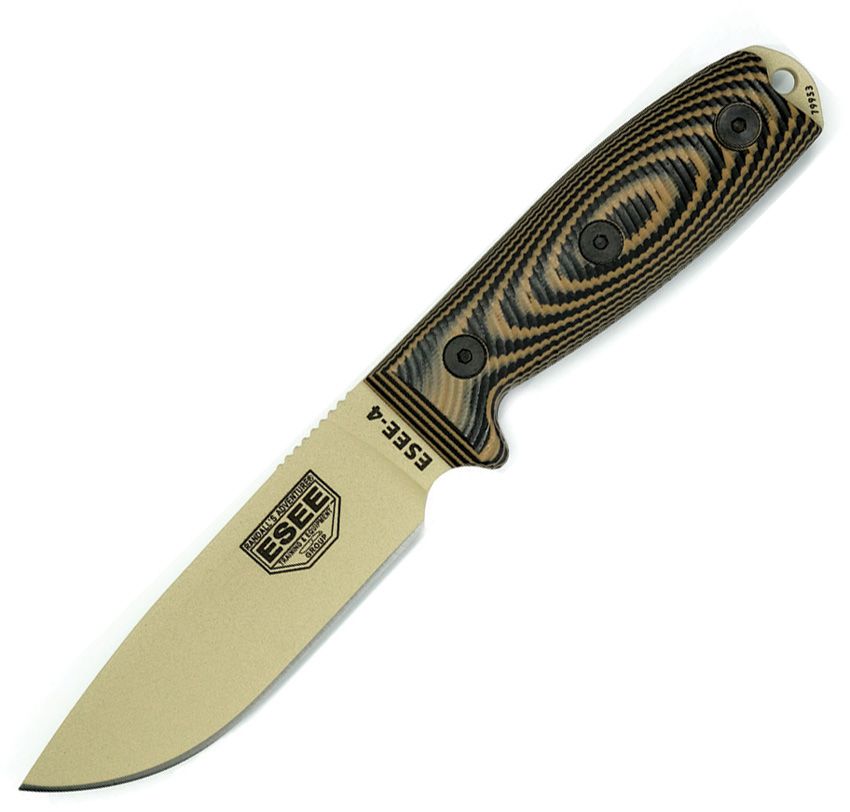 ESEE 4, Desert Tan Blade, Coyote/Black G-10 3D Griff, 1095 4PDT-005