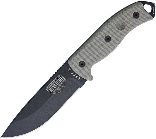 ESEE 5, Black Blade, Micarta Griff, 1095 5P-E