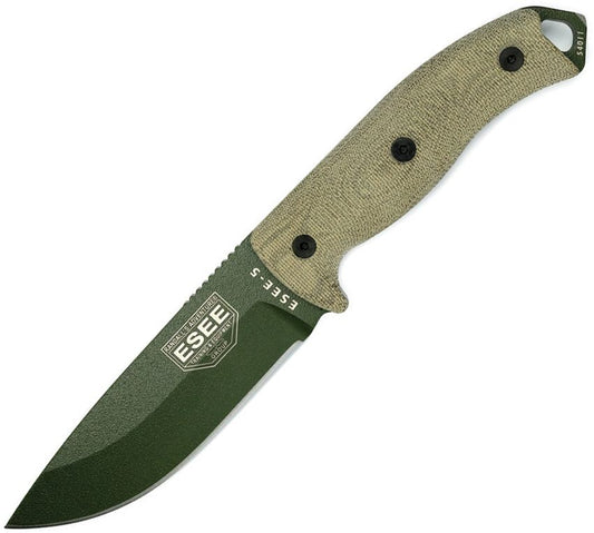 ESEE 5, OD Green Blade, Green Canvas Micarta 3D Griff, 1095 5POD-017