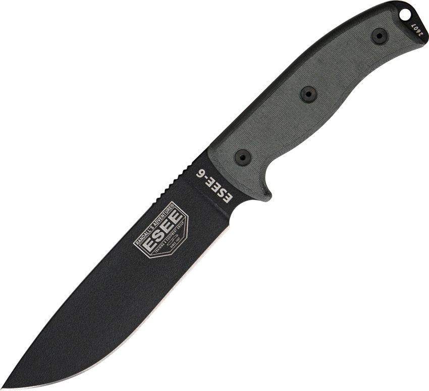 ESEE 6, Black Blade, Black Micarta Griff, 1095 6P-B