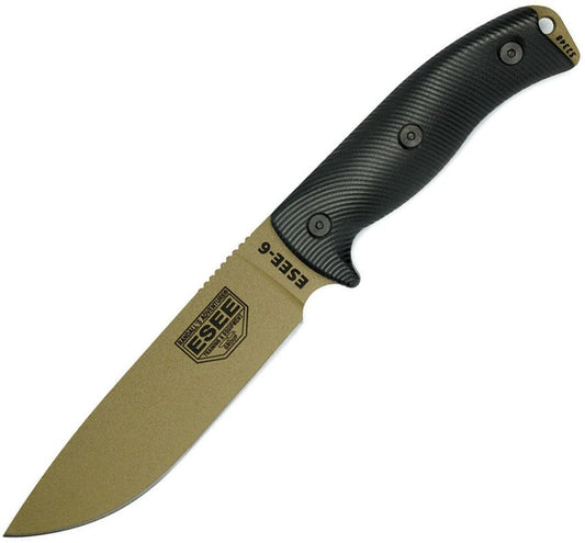 ESEE 6, Dark Earth Blade, Black G-10 3D Griff, 1095 6PDE-001
