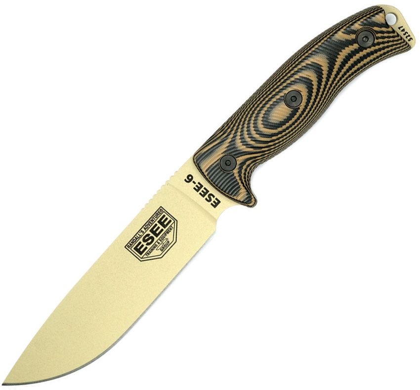 ESEE 6 Desert Tan Blade Coyote Black G-10 3D Griff