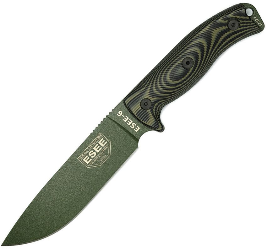 ESEE 6, OD Green Blade, OD Green/Black G-10 3D Griff, 1095 6POD-003