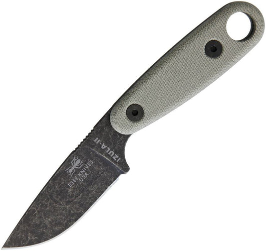 ESEE Izula II Black Oxide, Green Canvas Micarta, IZULA-II-B-BO, 1095