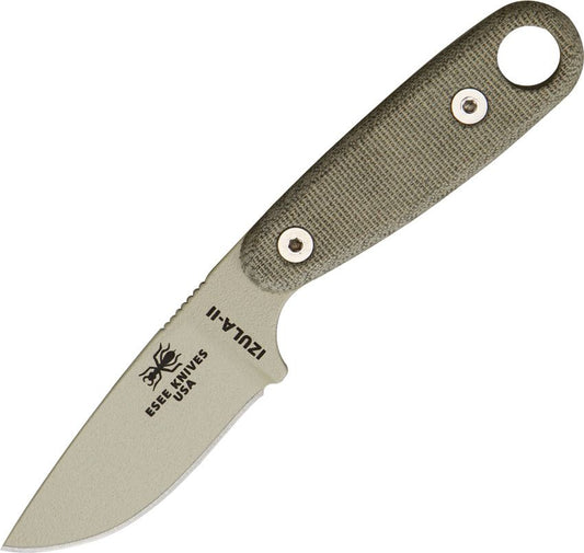 ESEE Izula II Desert Tan Blade, Green Canvas Micarta, IZULA-II-DT, 1095
