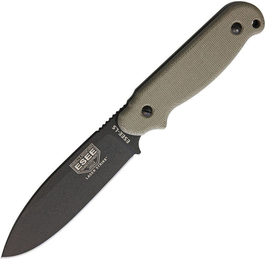 ESEE Laser Strike, Black Blade, Green Canvas Micarta, 1095 LS-P-E