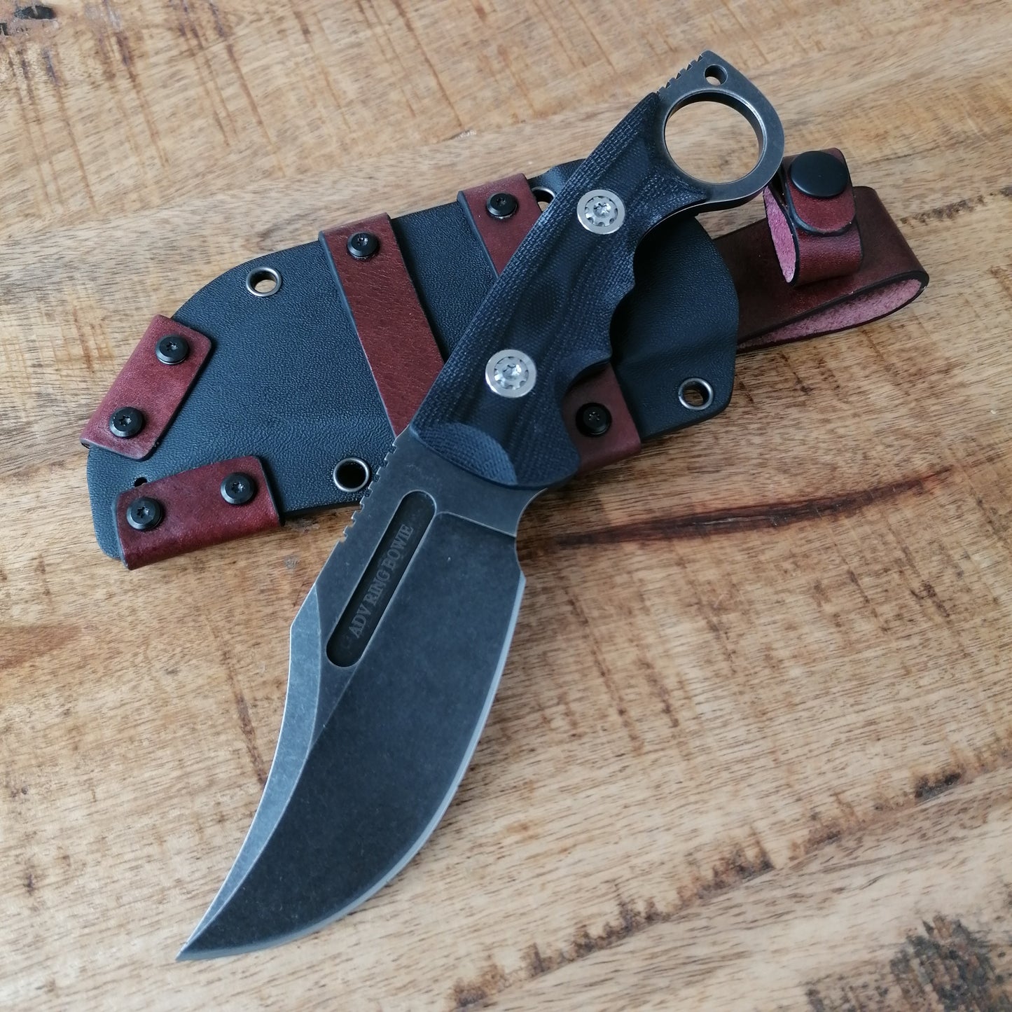 ADV Ring Bowie All Black G-10 D2 Steel