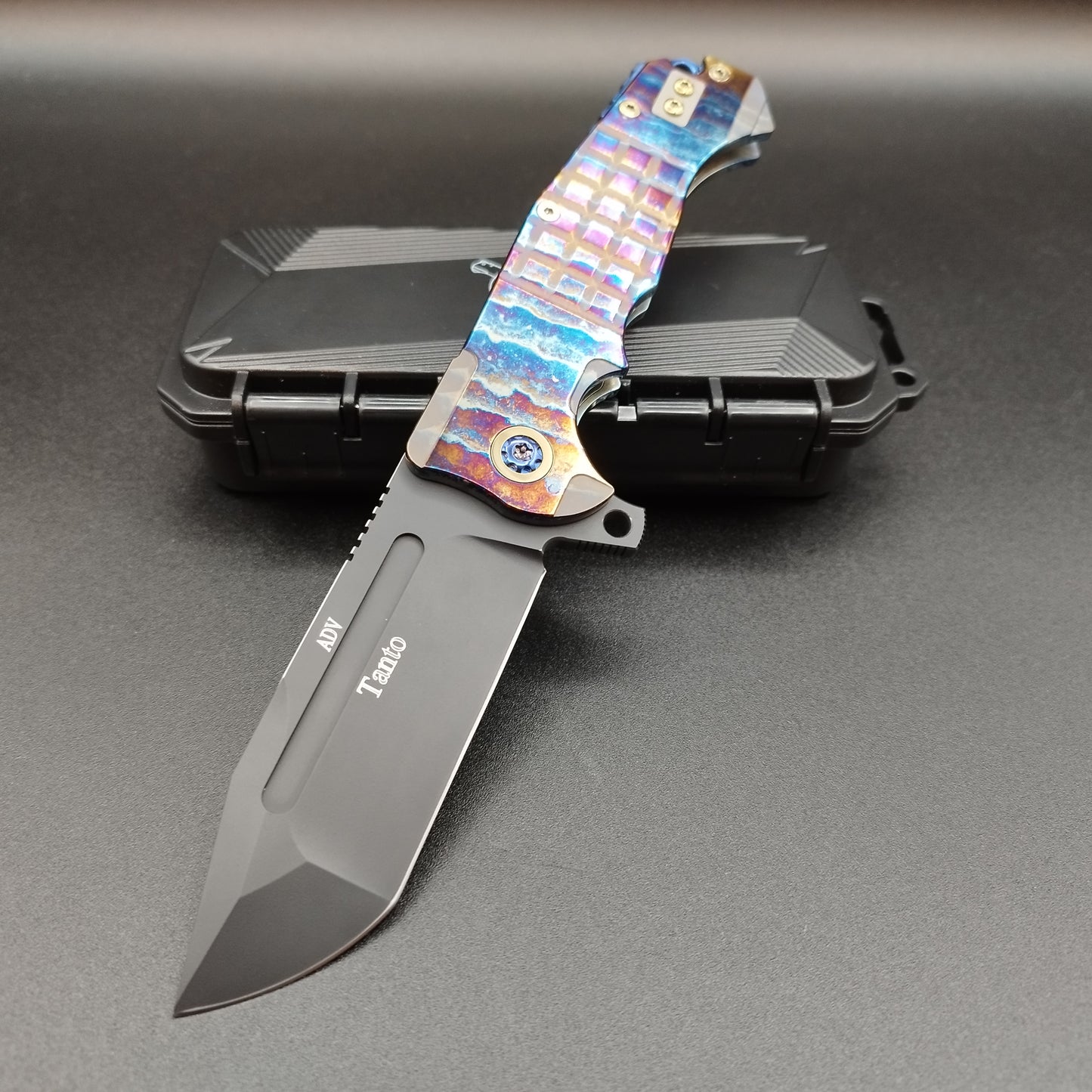 ADV Tanto Black ceracote, Acid Rain Frag Titanium, CPM S35VN